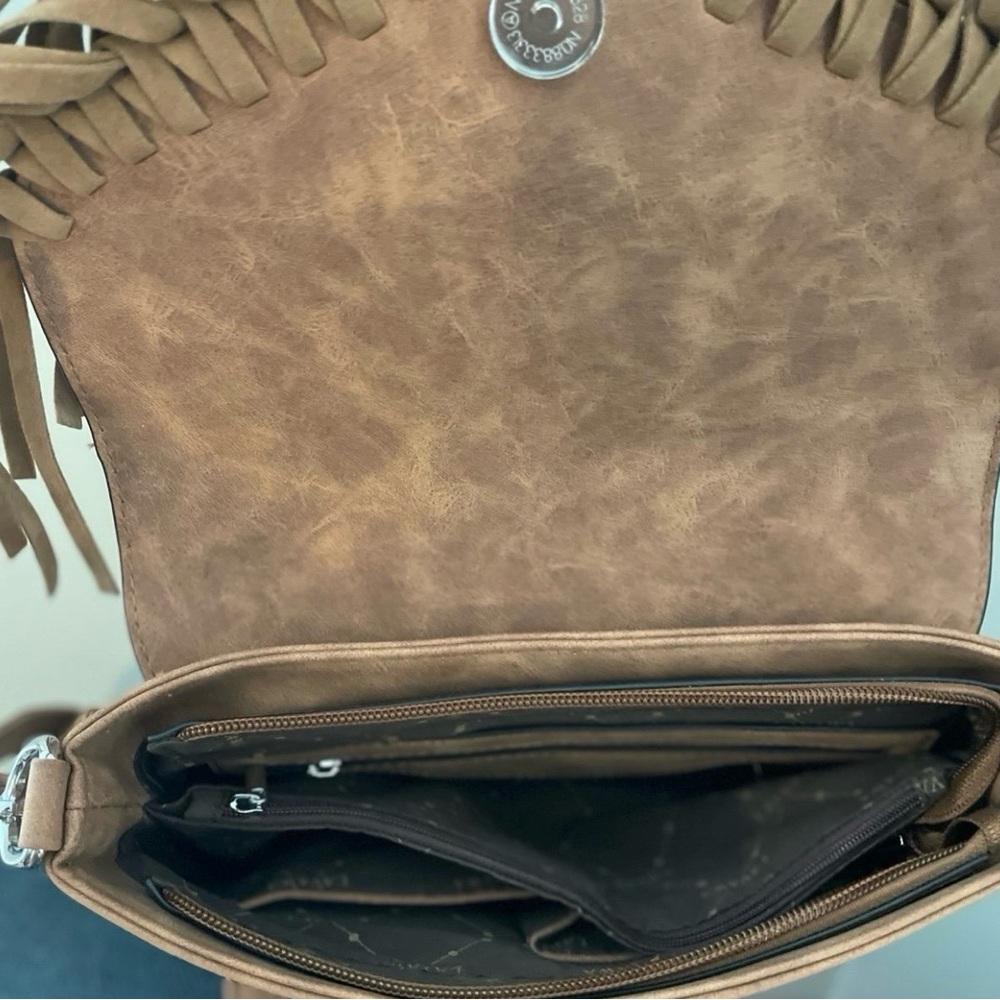 NEW Western Fringed Brown with Turquoise Crossbody Bag - Picture 7 of 8